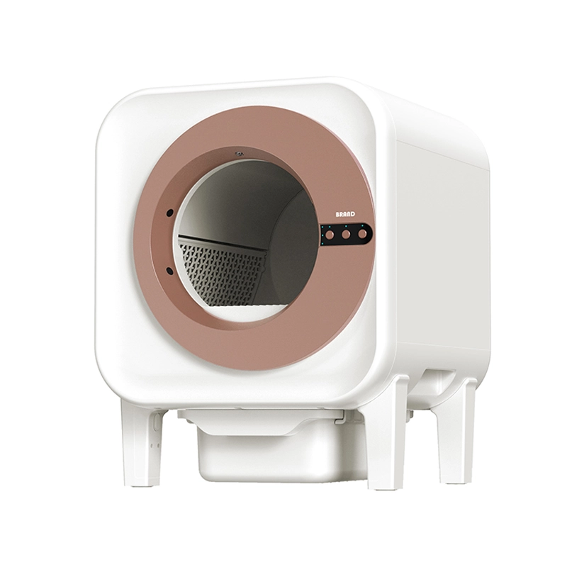 Cat Toilet Supplies Artificial Shove Self-Cleaning Litter Box Odor Removal Automatic Cat Litter Scooping Robot With App Control-brown+white 1