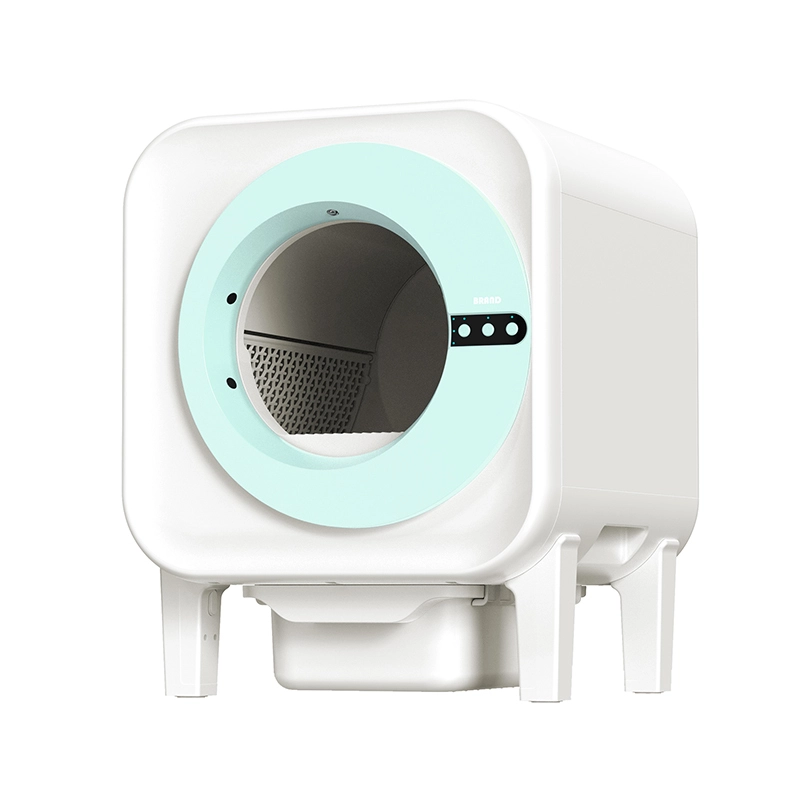 Cat Toilet Supplies Artificial Shove Self-Cleaning Litter Box Odor Removal Automatic Cat Litter Scooping Robot With App Control-green+white 1