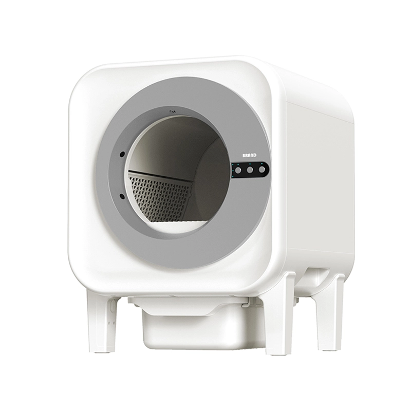 Cat Toilet Supplies Artificial Shove Self-Cleaning Litter Box Odor Removal Automatic Cat Litter Scooping Robot With App Control-grey+white 1