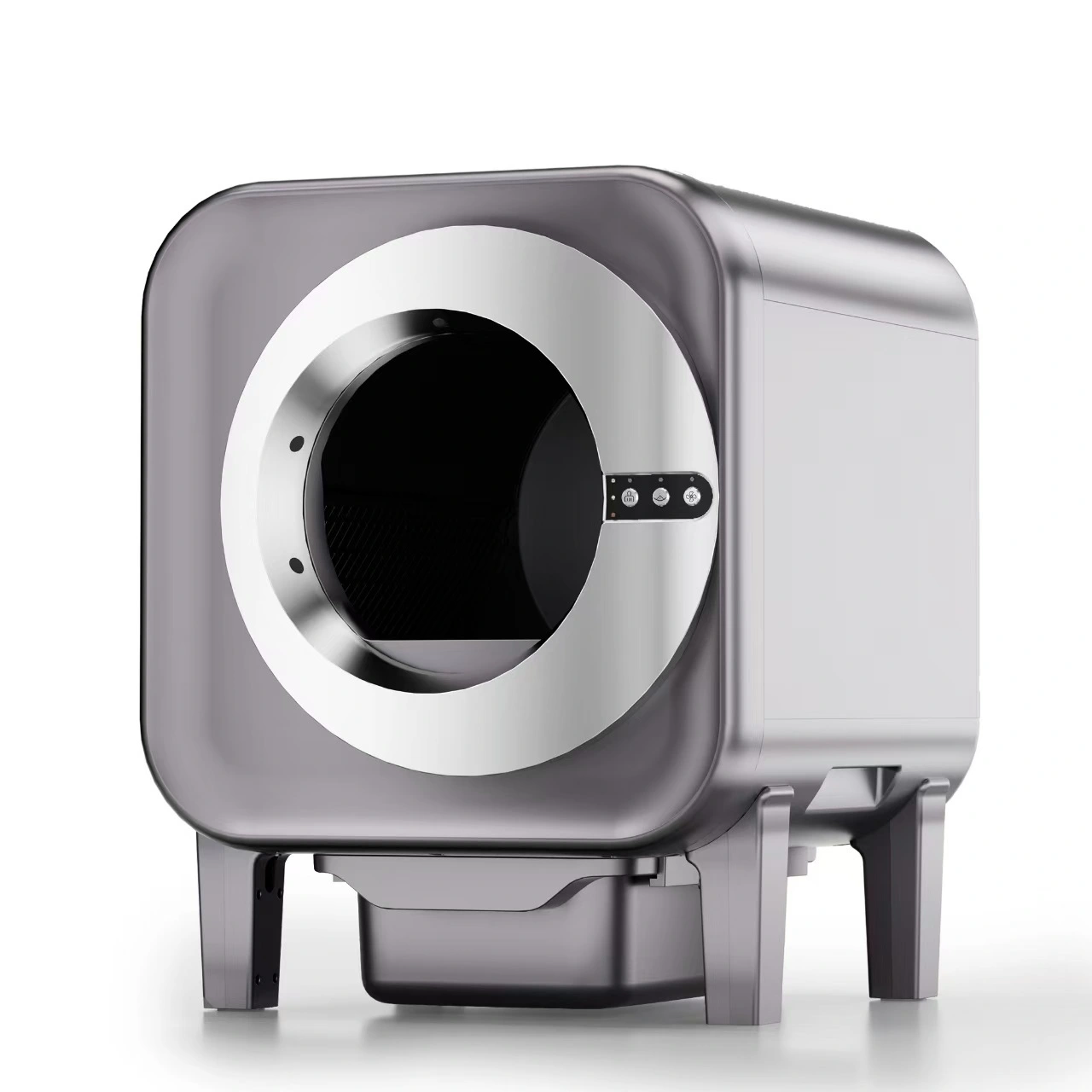 Cat Toilet Supplies Artificial Shove Self-Cleaning Litter Box Odor Removal Automatic Cat Litter Scooping Robot With App Control-grey 1