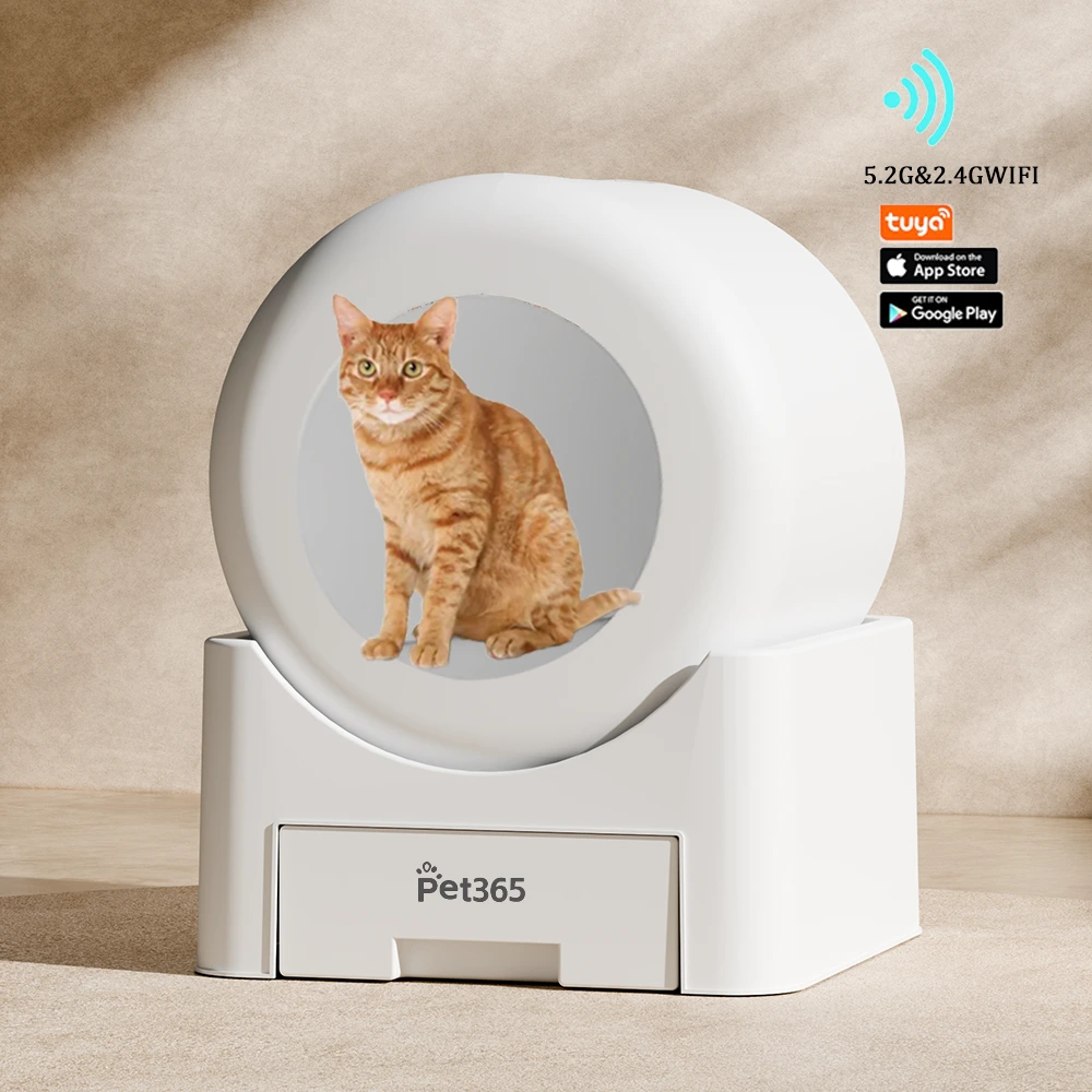wholesale Nuevo inodoro para gatos grande de 64 L Protección de seguridad integrada Control de aplicaciones Eliminación de olores Caja de arena automática para gatos autolimpiante 1