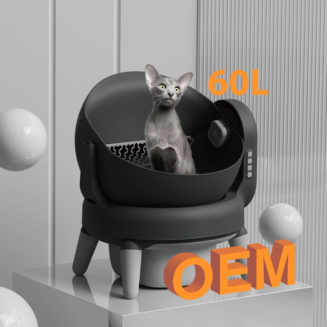 صندوق فضلات القطط الأوتوماتيكي المخصص OEM/ODM مفتوح بسعة كبيرة 60 لتر، صندوق فضلات القطط الذكي ذاتي التنظيف، منتجات الحيوانات الأليفة 1