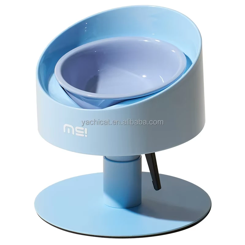 wholesale Cuenco de cerámica ajustable para mascotas con prevención de derrames y base estable, azul 1
