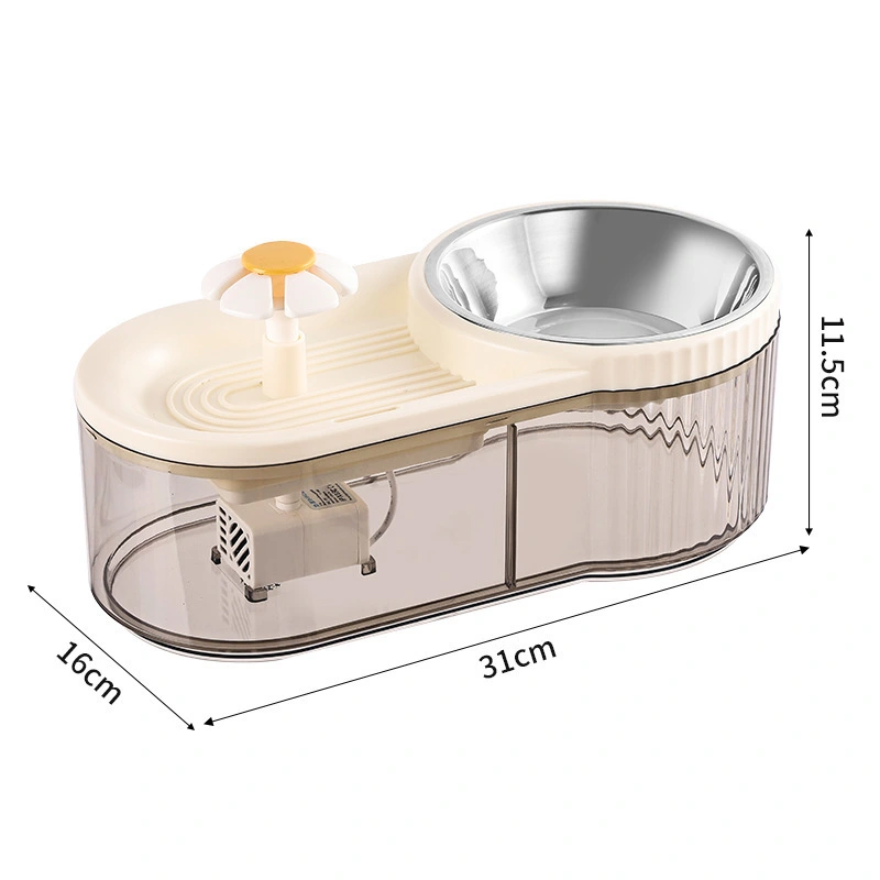 wholesale New 2 In 1 Pet Water Fountain Super Quiet Automatic Cat Drinking Water Fountain And Food Bowl-white 1