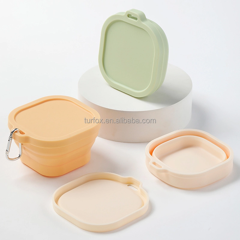 Cuenco de alimentación para mascotas de viaje portátil personalizado, plegable, de silicona, para perros y cachorros, cuenco de agua plegable para perros y gatos, color verde 1
