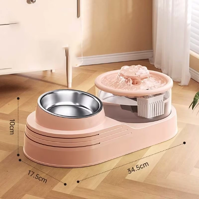 factory price Pet Feeder and Water Dispenser Set, Automatic Cat Food Dispenser, Automatic Pet Feeder and Water Dispense-pink 1