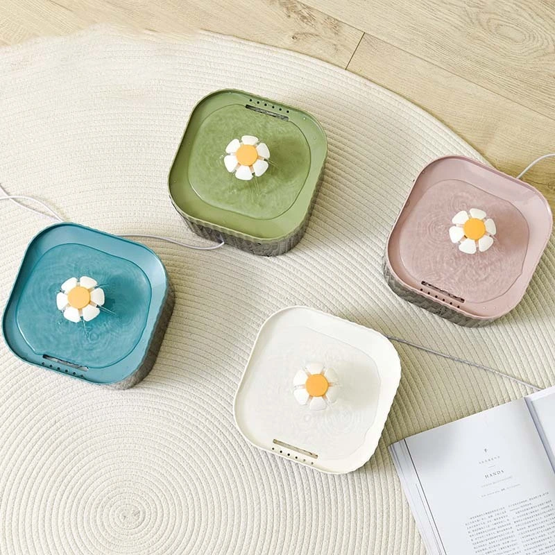 Wholesale Automatic Cat Water Fountain Dispenser Flower Shape Plastic Electronic Pet Water Drinking Dispenser 1