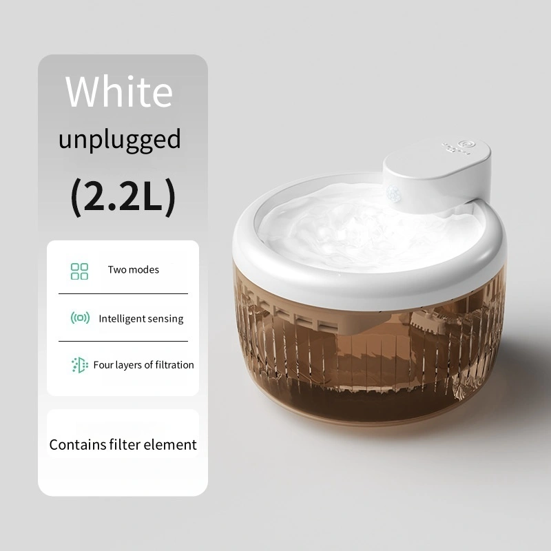 groothandel Slimme waterdispenser voor huisdieren Draadloos, losgekoppeld Automatische stroomsensor filterwaterdispenser Watertoevoer voor honden en katten - wit 1