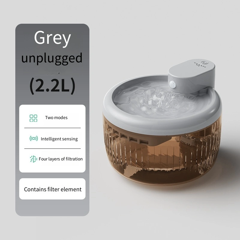 groothandel Slimme waterdispenser voor huisdieren Draadloos losgekoppeld Automatische flowsensor filterwaterdispenser Watertoevoer voor honden en katten - grijs 1