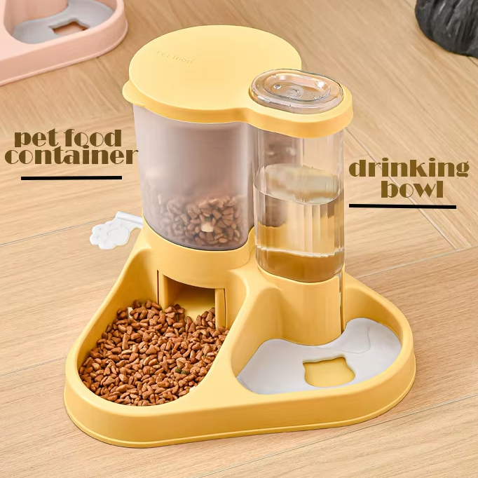 Hondenwaterdispenser Automatische kattenvoer Waterdispenser Voerbak Huisdierwaterdispenser Kleine, middelgrote en grote hondenbenodigdheden-geel 1