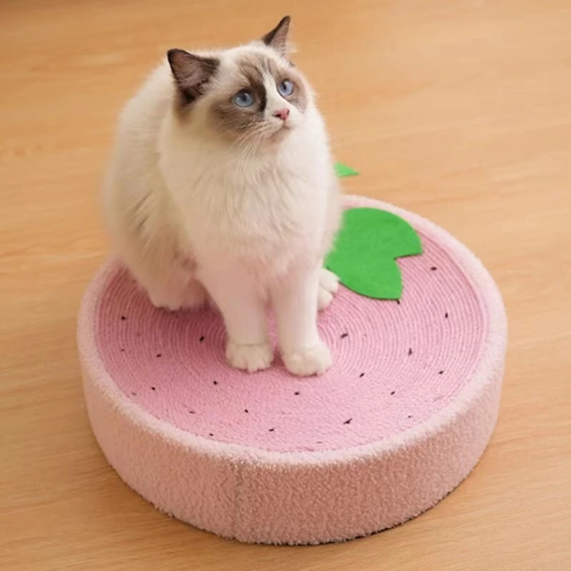 Groothandel Cat Scratcher Cat Bed voor binnenkatten Natuurlijke handgeweven sisal krabplank Duurzame bescherming van meubels-aardbei 1