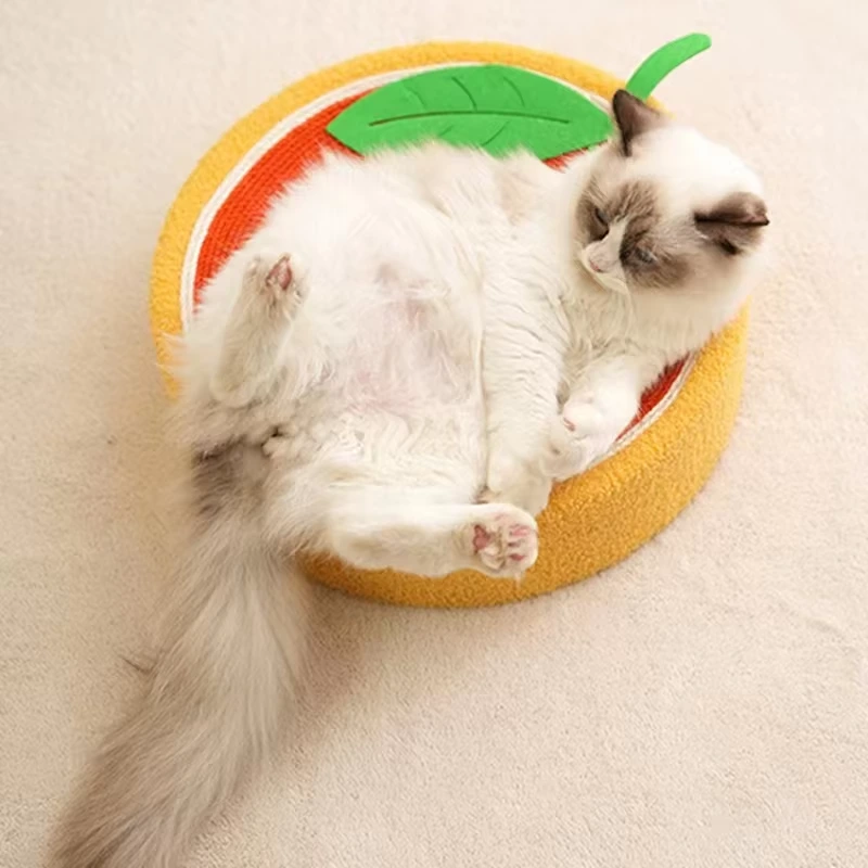 groothandel Cat Scratcher Cat Bed voor binnenkatten Natuurlijke handgeweven sisal krabplank Duurzame bescherming van meubels-oranje 1