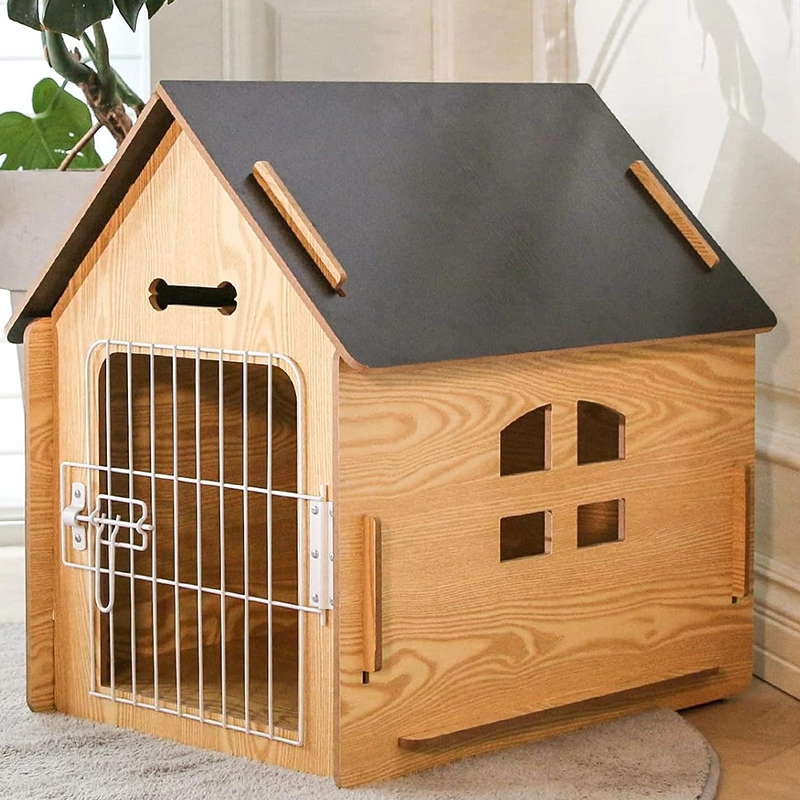 wholesale Weatherproof Solid Wood Dog House with Door for Small & Medium Dogs Indoor & Outdoor Use Easy Assembly & Air Vents-orange 1