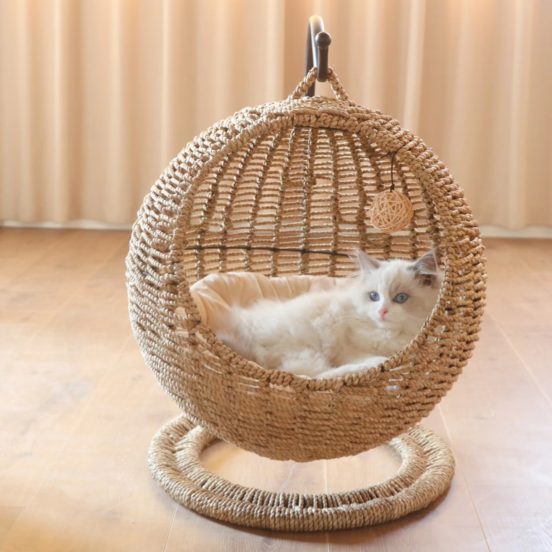 Friendly Warm Comfortable Pet accessories House Modern Cat Furniture Raised Hanging Rattan Cat Pet Beds- 1