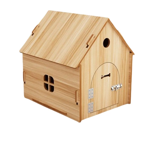 wholesale Four Seasons Pet House Solid Wood Removable Waterproof Small Cat and Dog House-wood color2 1