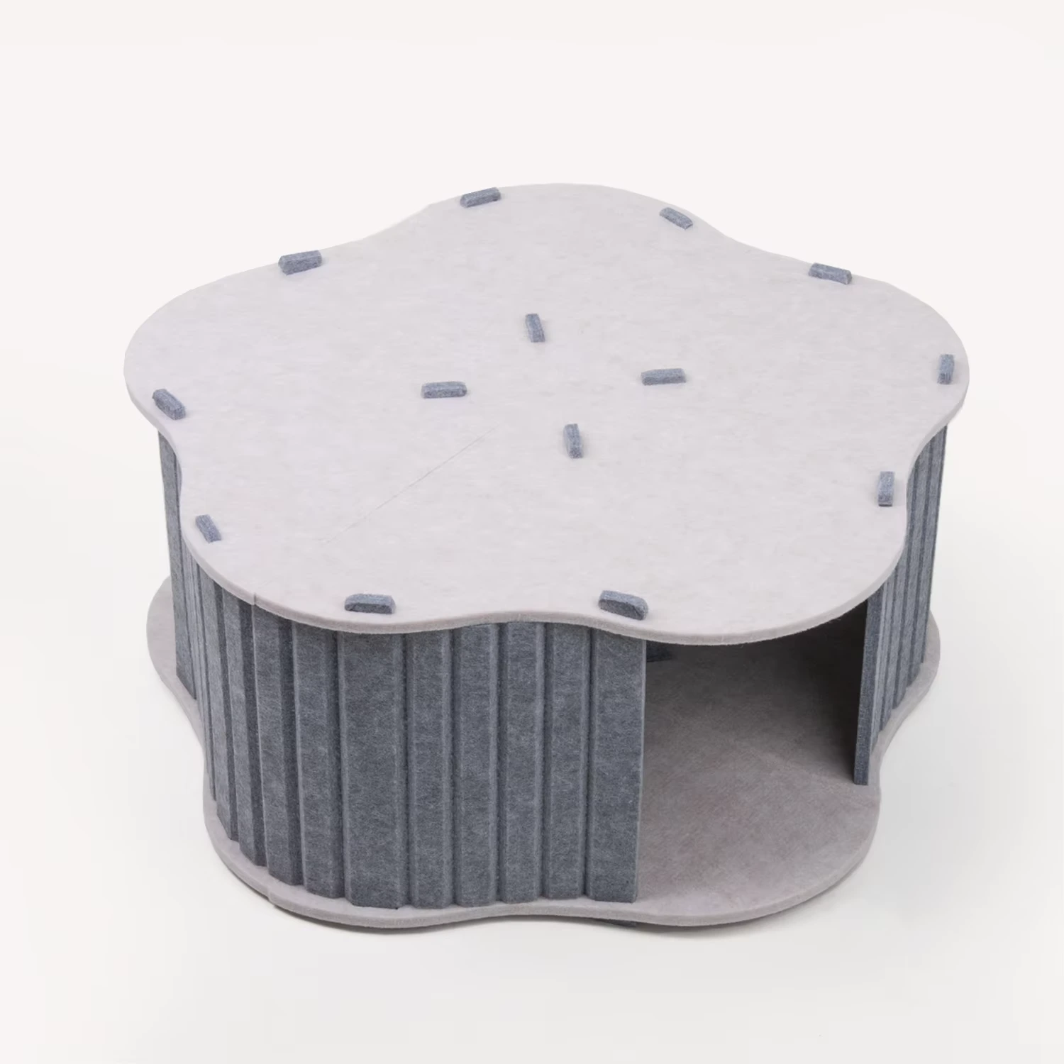 wholesale Cama para mascotas con cueva grande para gatos Flores sostenibles Patrón impreso Fieltro Casa para gatos Estilo de lavado a mano 1