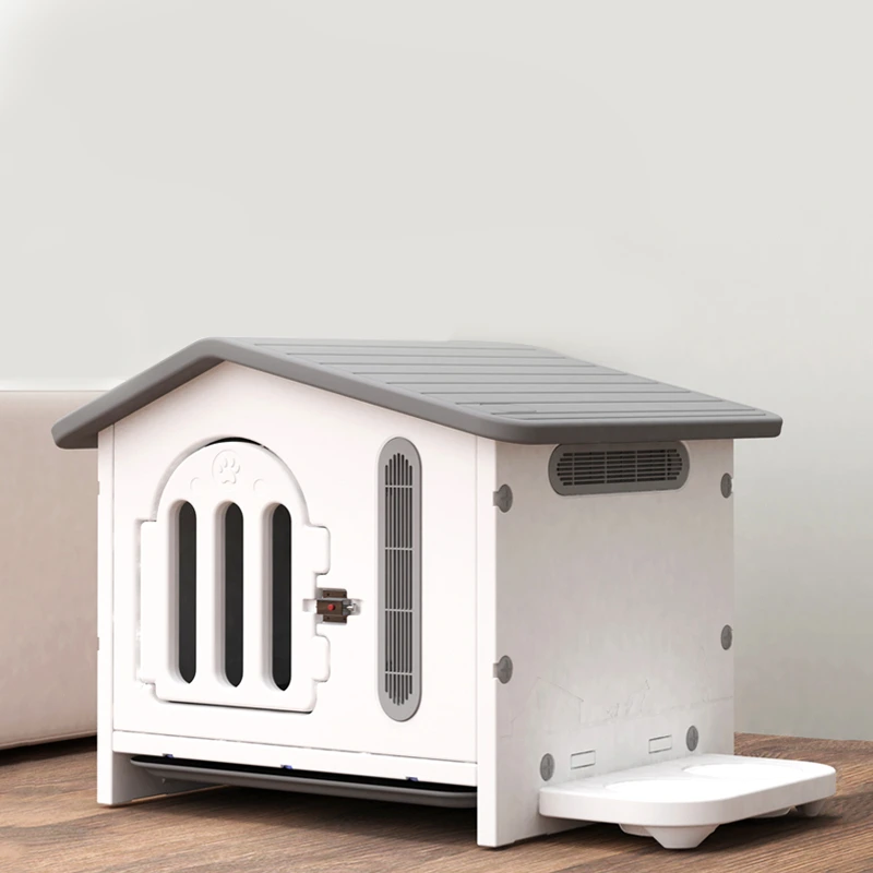groothandel NIEUW Modern Luxe Kattenappartement Kooi Kennel Buiten Binnen Plastic Hondenhok met Voerbak Huisdier Huizen & Meubilair 1
