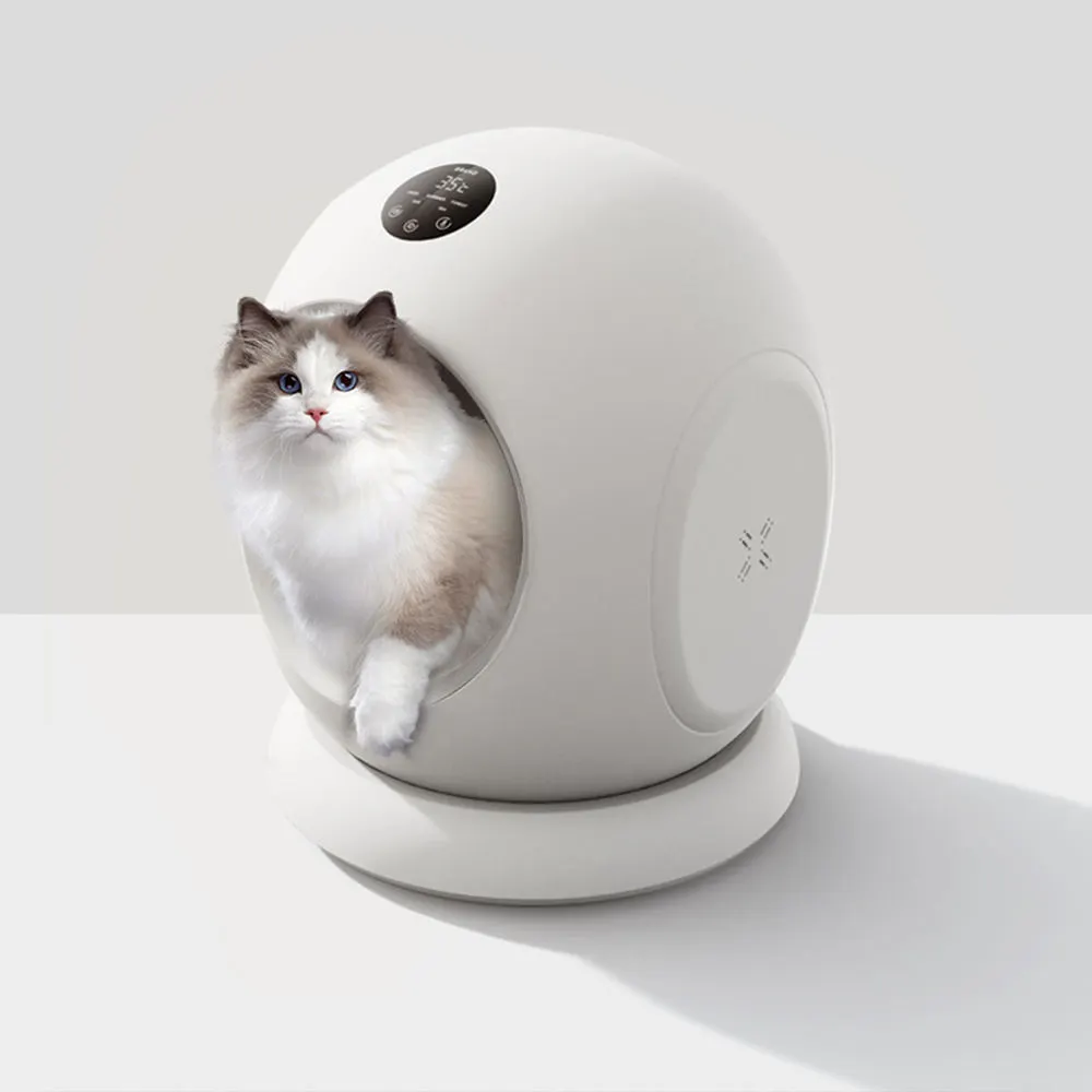 groothandel slimme plastic infraroodsensor kattenhuis met airconditioning WIFI-functie huisdierproducten muziekbed-wit 1
