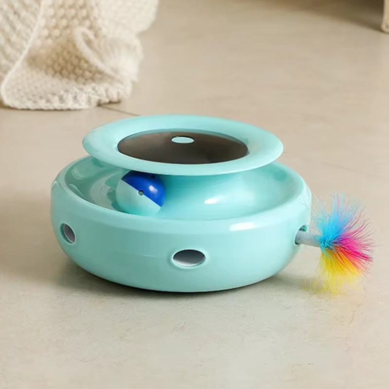 Ejercicio de entrenamiento extraíble personalizado Pistas de rodillos de plástico de 3 niveles Torre Juguete de pelota para gatos Juguete interactivo para gatos -verde 1