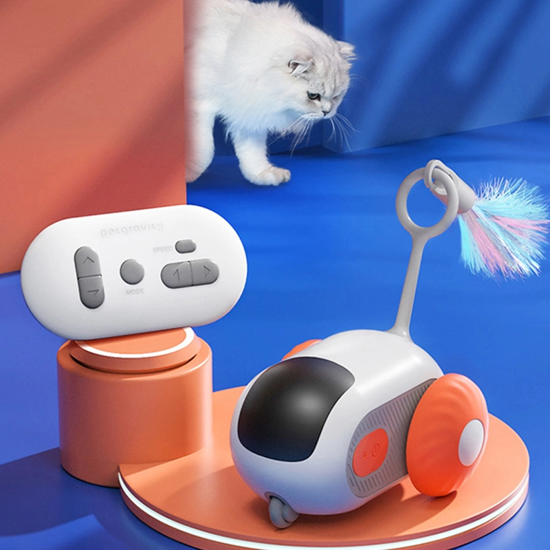 Venta al por mayor, juguete interactivo para gatos con Control remoto eléctrico inteligente, ratoncito relajante para correr, deportes, juguete automovible de silicona, rojo 1