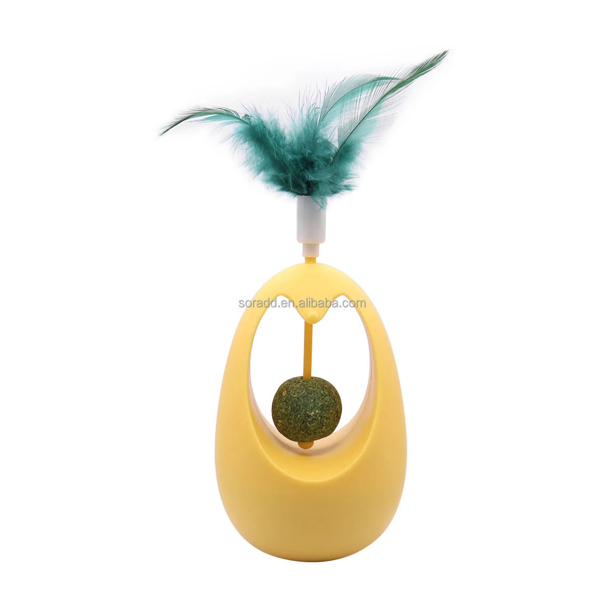 wholesale Catnip  Toys for Cats Tumbler Cat Toy with Edible Catnip Balls Interactive Funny Toy Indoor with Feathers Exercise Plaything-yellow 1