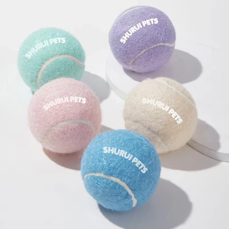 Pet Suppliers Custom logo Eco-Friendly Throwing Dog Chew Toys Wholesale Rubber Pet Tennis Balls interactive Dog toy ball 1