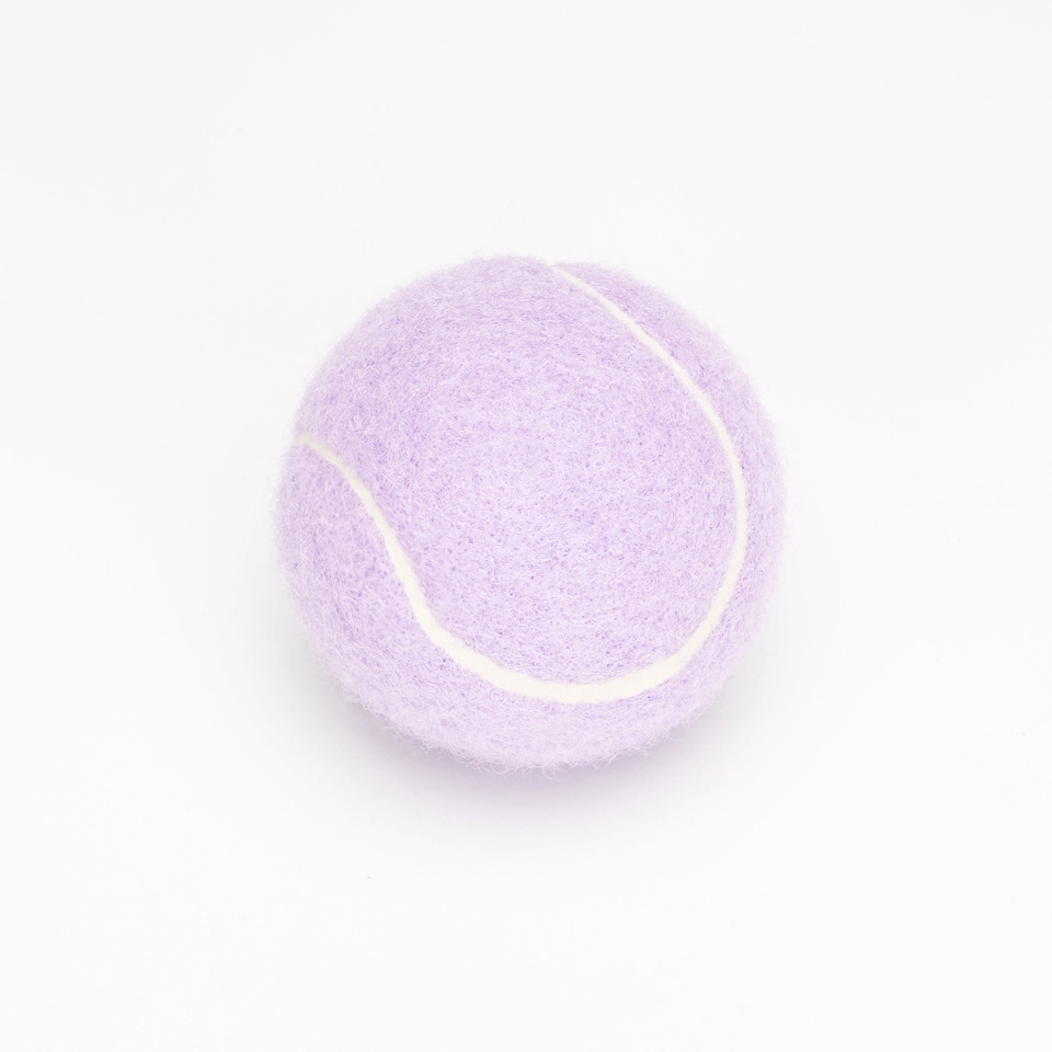 Huisdierleveranciers Aangepast logo Milieuvriendelijk Gooien Hond Kauwspeeltjes Groothandel Rubberen Huisdier Tennisballen Interactief Hondenspeelgoed Bal-paars 1