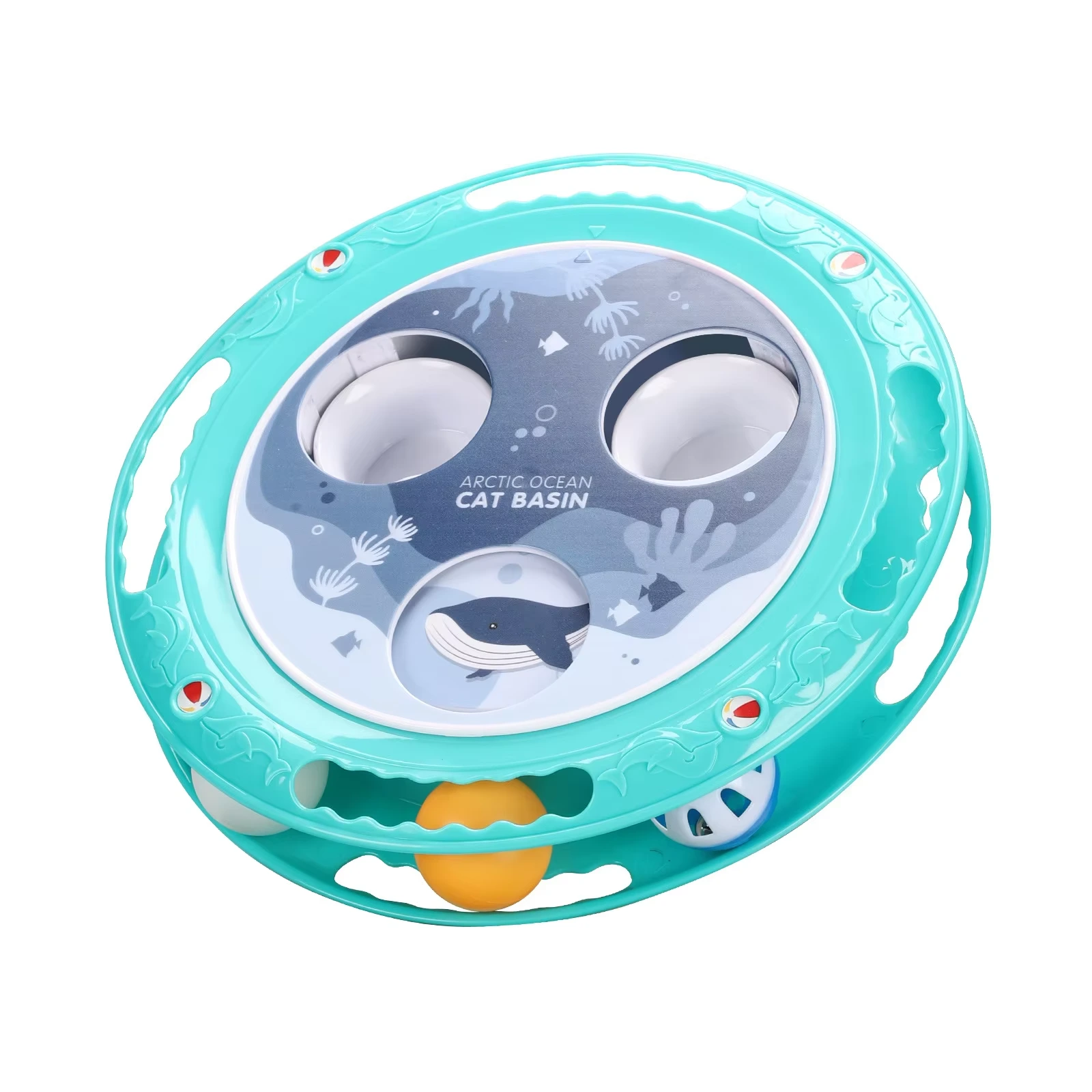 wholesale Eléctrico Interactivo Orbital Ocultamiento Alimentación Mascota Gato-Perro Bola Eléctrica Rotación de 360 ​​​​grados Placa giratoria antideslizante Tease Juguete Alimentador 1-verde 1
