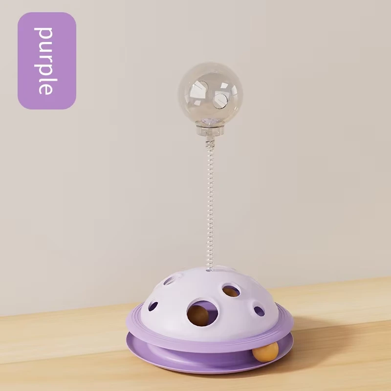 wholesale High Quality Pet Transparent Leak Food Ball Cat Dog Interactive Tunnel Tease Cat Ball-purple 1