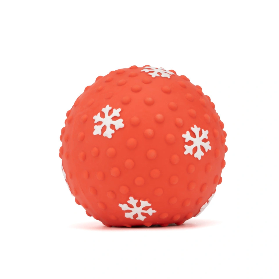 wholesale Christmas Bite Resistant Elastic Latex Rubber Dog Toy Balls Dog Squeaky Toys Interactive Dog Toy-red 1