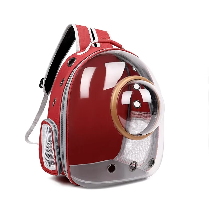 Hot Selling Ademende Transparante Ruimte Capsule Kat Hond Reistas Huisdier Outdoor Carrier Rugzak-rood 1