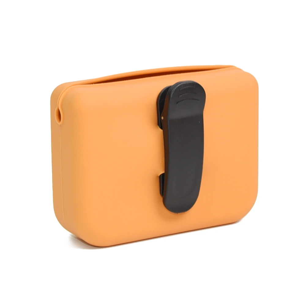 wholesale Pet Supplier Dog Treat Pouch Portable Walking Eco Friendly Silicone Dog Treat Bag for Leash with Waist Clip-orange 1