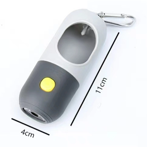 groothandel op maat gemaakte logo kakzakjesdispenser hondenkakzakhouder met zaklamp grijs 1