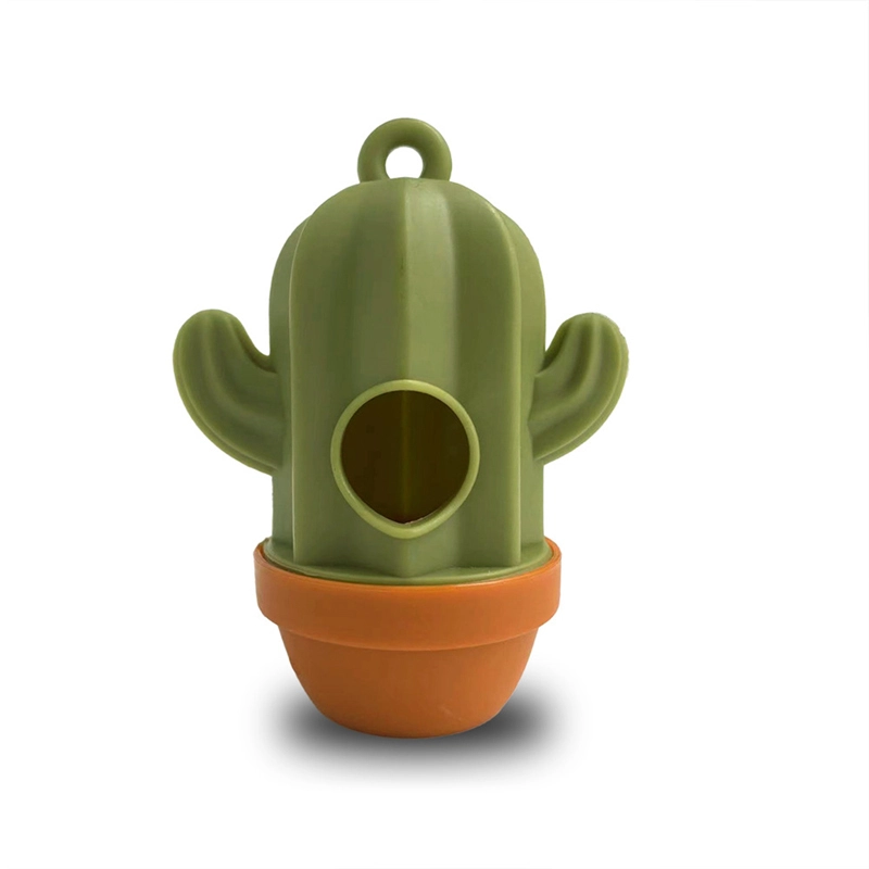 wholesale  Custom Green cactus Shape Hands-free Portable Cute Pet Despenser Doggy Dog Waste Bags Case Poop Bags Dispenser Holder 1