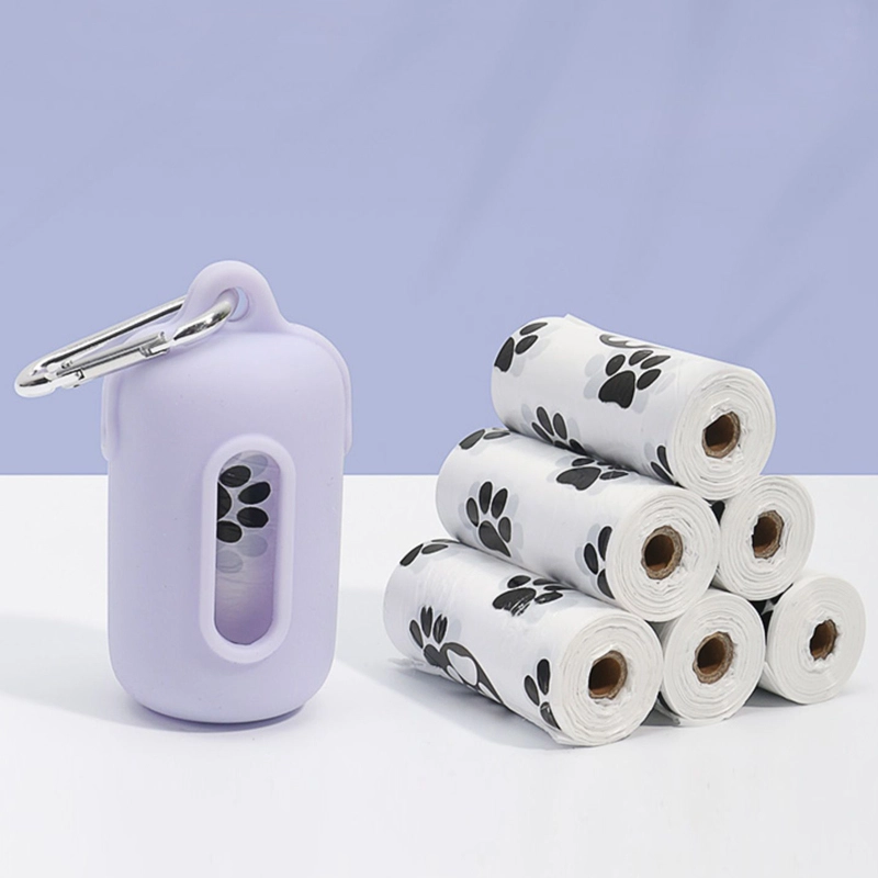 Luxury Custom Logo Printed Strong Silicone Waterproof Pet Biodegradable Dog Waste Bags Dispenser Case Dog Poop Poo Bag Holder-purple 1