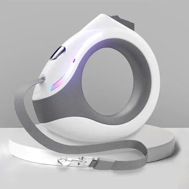 groothandel 3M intrekbaar LED-licht automatisch oplaadbaar flexibel hond puppy kat trekkabel riem hondenriem voor grote honden huisdierproducten-wit 1