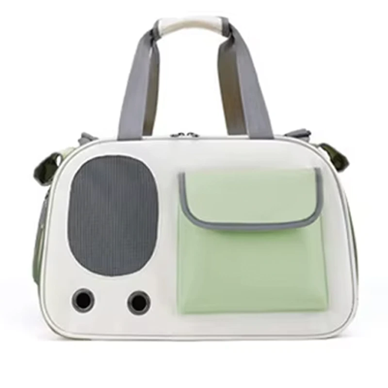 Customized Outdoor Portable Ventilated Hand Carry Pet Carrier Fashion Foldable Large Capacity Breathable Oxford Cloth Pet Bag-green 1