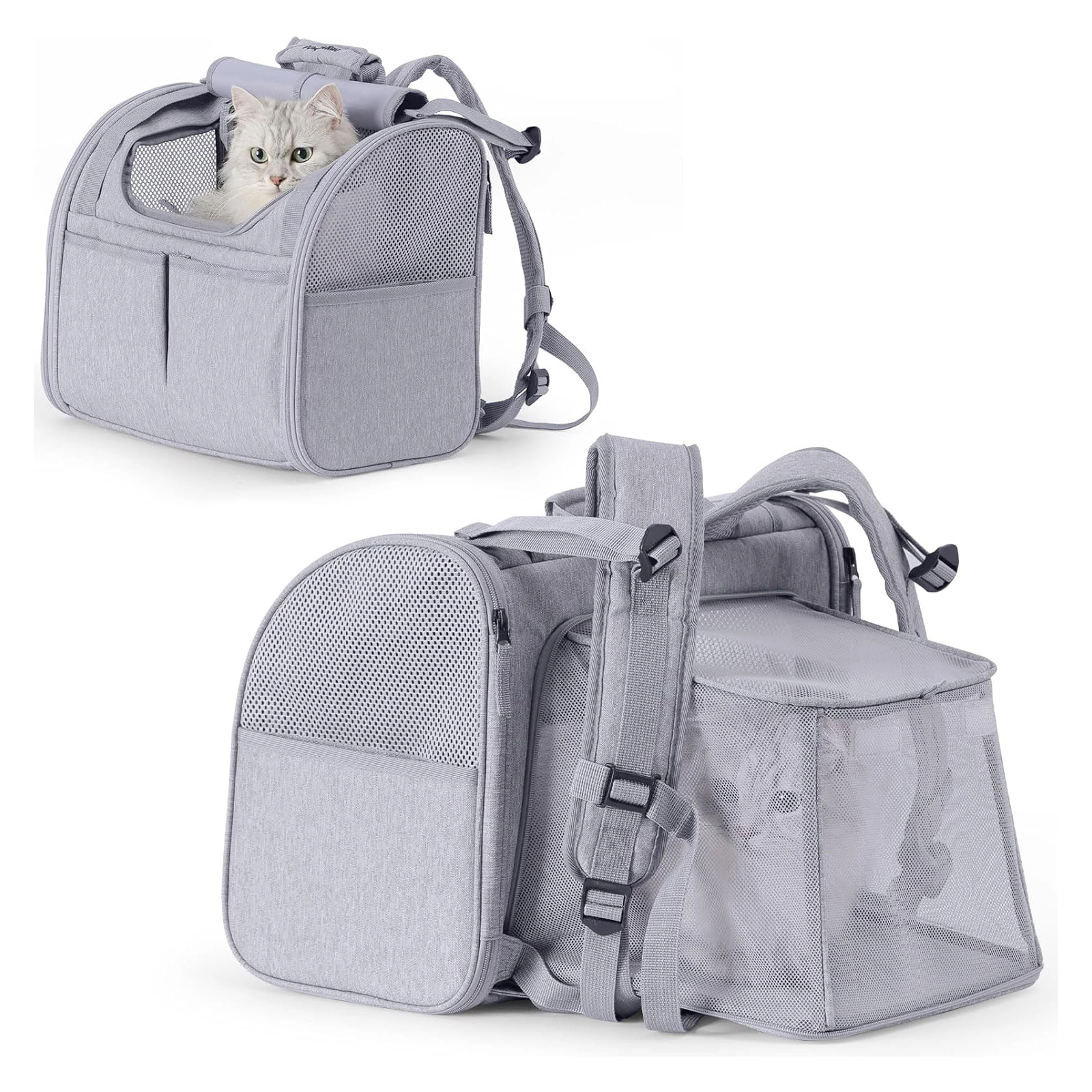 wholesale Hot Selling Collapsible Large Cat Travel Backpack Airline Approved Pet Sling Carrier Pet Tote Bag-grey 1