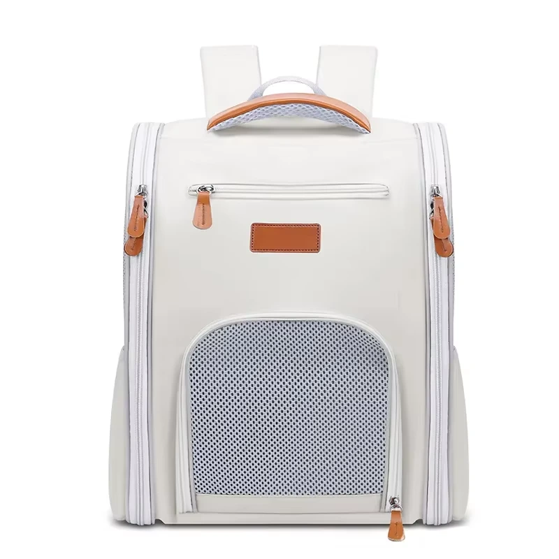 Nieuwe Stijl Huisdier Rugzak Carry Snack Tas Draagbare Zachte Rugzak Verstelbare Grote Capaciteit Huisdieren Harnas Kat Hond Outdoor Snack Zakken-wit 1
