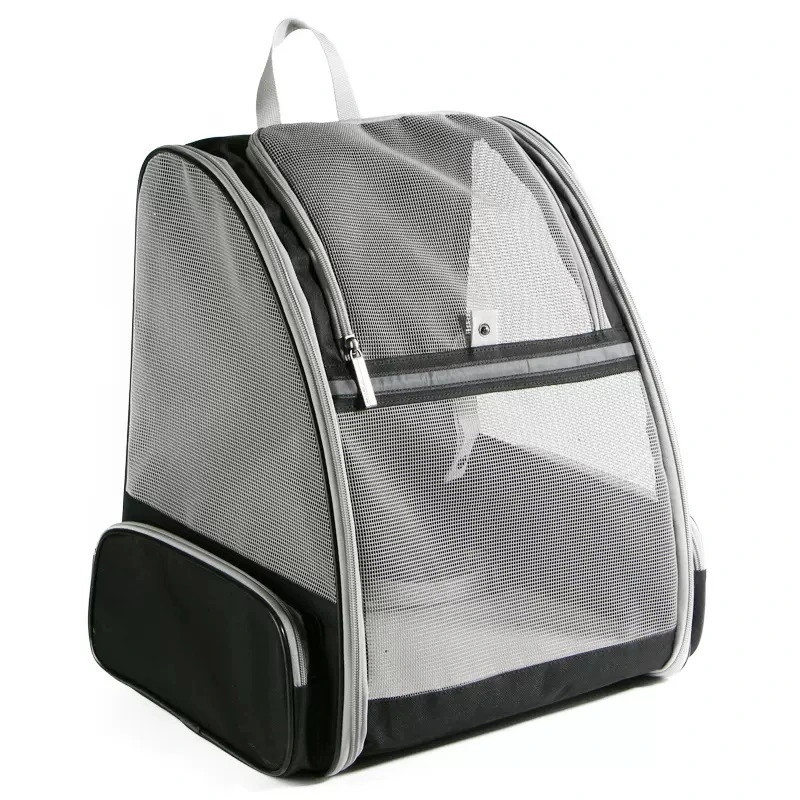 New Simple Pure Color Gauze Breathable Cat Go Out Convenient Portable Backpack Pet Bag-black 1