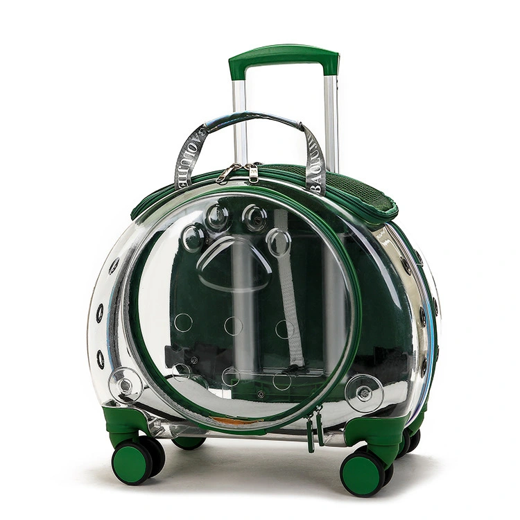 wholesale Newly Design Pet Trolleys With Wheels Cat Dog Easy Walk Foldable Travel Carrier Carriage Bubble Pet Stroller Carrier-green 1