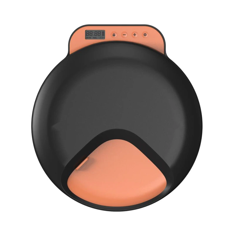 wholesale Alimentador inteligente para mascotas 4 comidas Alimentador de comida para gatos Tazón Alimentador automático inalámbrico de comida para perros con temporizador-naranja 1