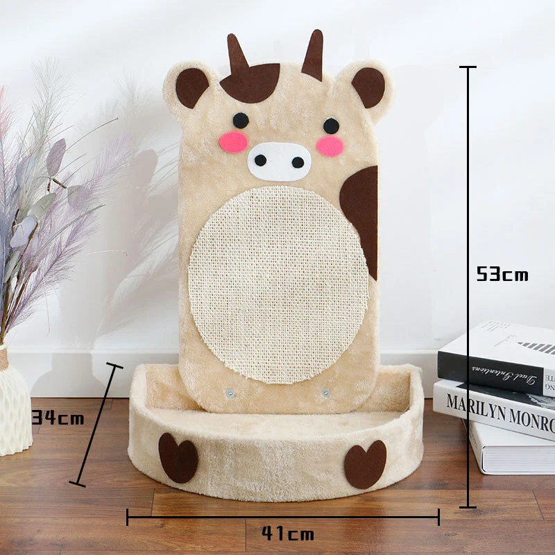 Groothandel Sisal Rope Scratch Board Cat Scratching Post voor vloer- of wandmontage Gebruik met Toy BallWall Furniture Cat Scratcher Mat-witte koestijl 1