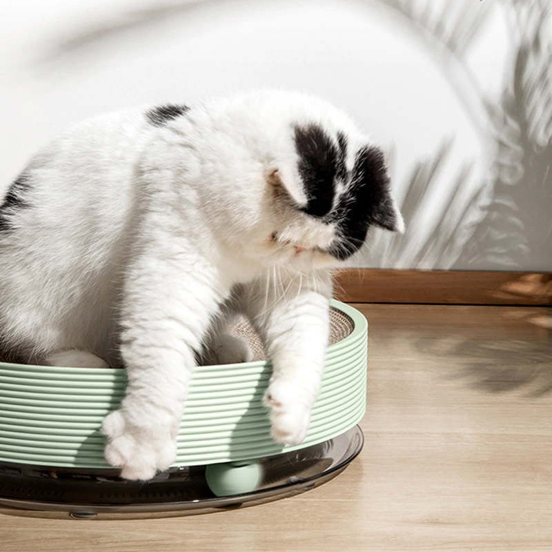 Groothandel kartonnen bed golfpapier Cat Scratcher ronde vorm Cat Scratching Post-groen 1