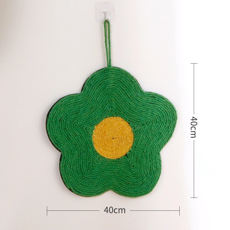 wholesale Tablero rascador para gatos de sisal, resistente al desgaste, de gran tamaño, multifuncional, redondo, gatito, cuerda de cáñamo, sacapuntas, juguete para gatos, flor verde1 1