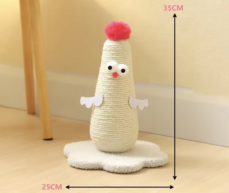 wholesale Forma de pollo Tablero para rascar para gatos Gato trepador Casa en el árbol Torre Rascador Post Personalizar Gato de sisal Cartón lindo Juguetes para mascotas blanco 1
