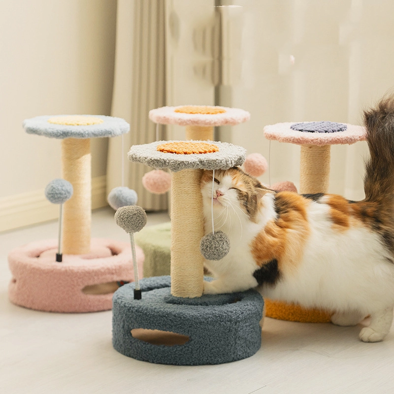 Manufacturer wholesale cute strawberry avocado small cat tree sun flower design cat scratching tree scratching board pet toy 1