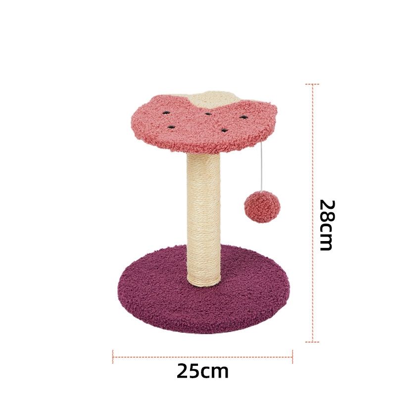 Fabricante al por mayor lindo fresa aguacate pequeño gato árbol diseño de flor de sol gato rascador árbol rascador juguete para mascotas-baya 1