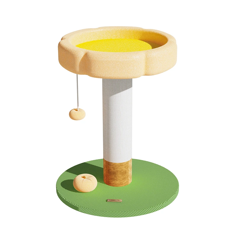 Wooden Multilayer Rotating Track Ball Game Cat Turntable Pet Interactive Toy Cat Intellectual Track Funny Scratcher Toy yellow flower 1