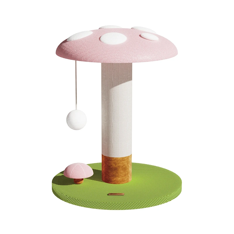Wooden Multilayer Rotating Track Ball Game Cat Turntable Pet Interactive Toy Cat Intellectual Track Funny Scratcher Toy pink mushroom 1